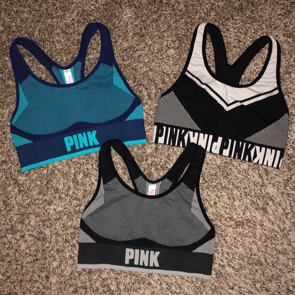 2 EUC & 1 NWOT - VS Pink SportsBras. Size XS